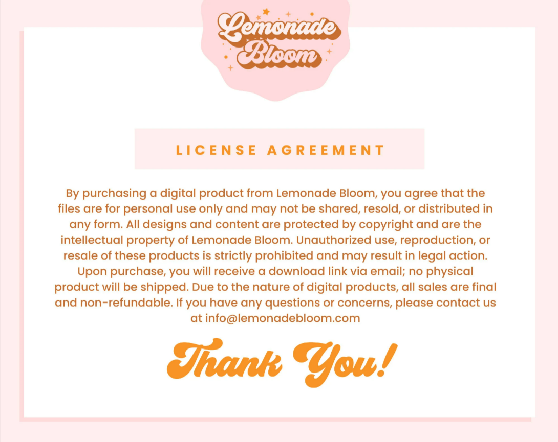 2024-2025 Lemonade Bloom Monthly Planner, digital format with chic design and goal-setting sections.